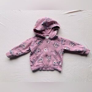 Tea Collection - Pink Cat Print Zip Hoodie, Baby Girl (6-9 months)